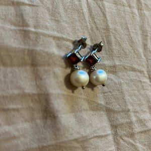 Ruby and pearl earrings